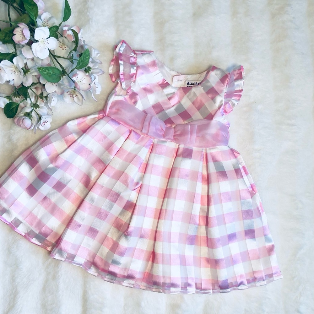 Adorable Pink and White Plaid Baby Toddler Dress Size 18 months Easter Spring